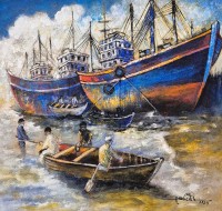 Anwer Sheikh, 18 x 18 Inch, Acrylic on Canvas,  Seascape Painting, AC-ANS-070